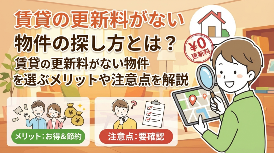 賃貸の更新料がない物件の探し方とは？賃貸の更新料がない物件を選ぶメリットや注意点を解説