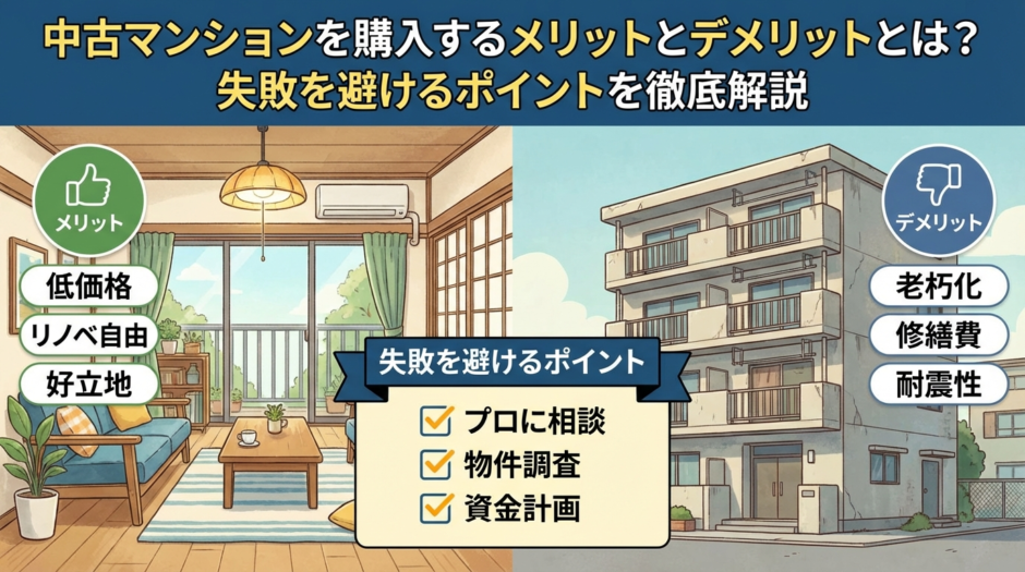 中古マンションを購入するメリットとデメリットとは？失敗を避けるポイントを徹底解説