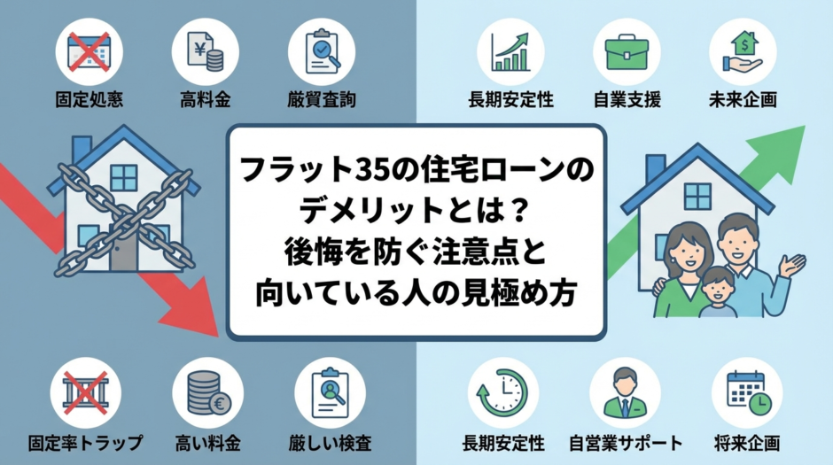 フラット35の住宅ローンのデメリットとは？後悔を防ぐ注意点と向いている人の見極め方