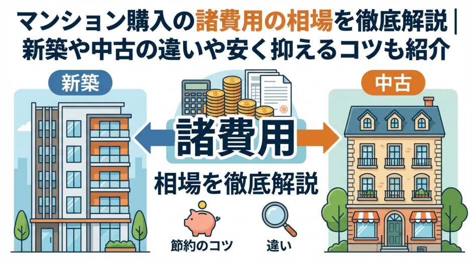 マンション購入の諸費用の相場を徹底解説｜新築や中古の違いや安く抑えるコツも紹介