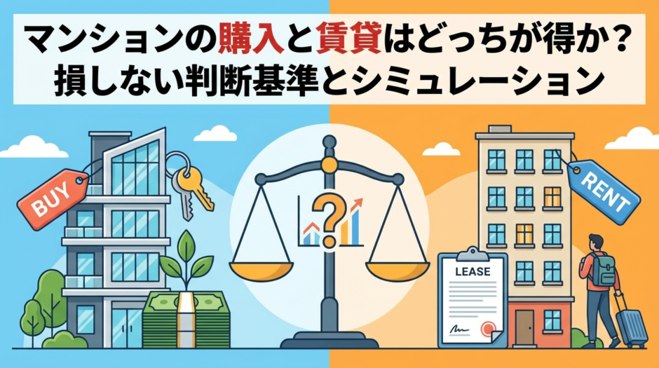 マンションの購入と賃貸はどっちが得か？損しない判断基準とシミュレーション