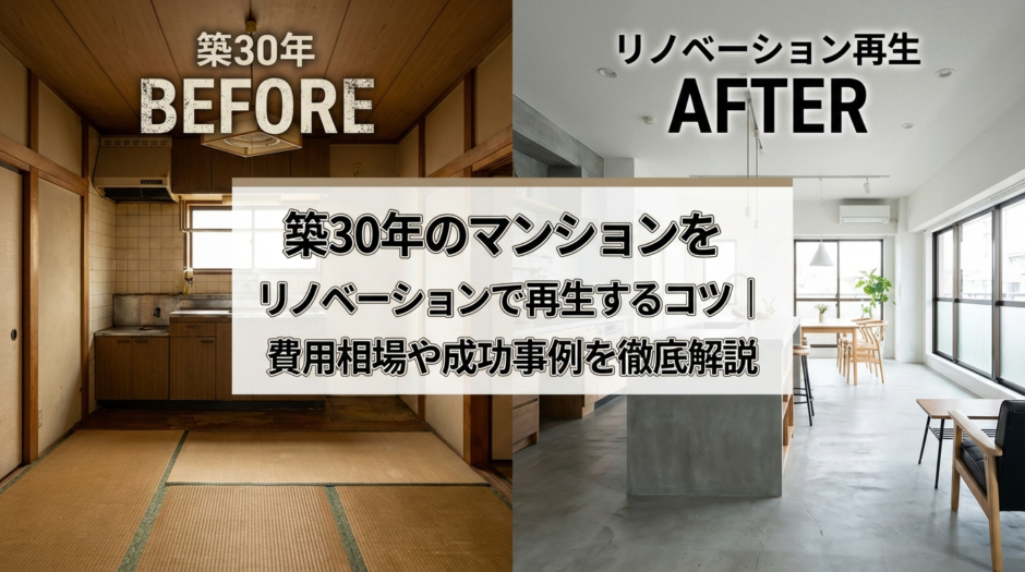 築30年のマンションをリノベーションで再生するコツ｜費用相場や成功事例を徹底解説